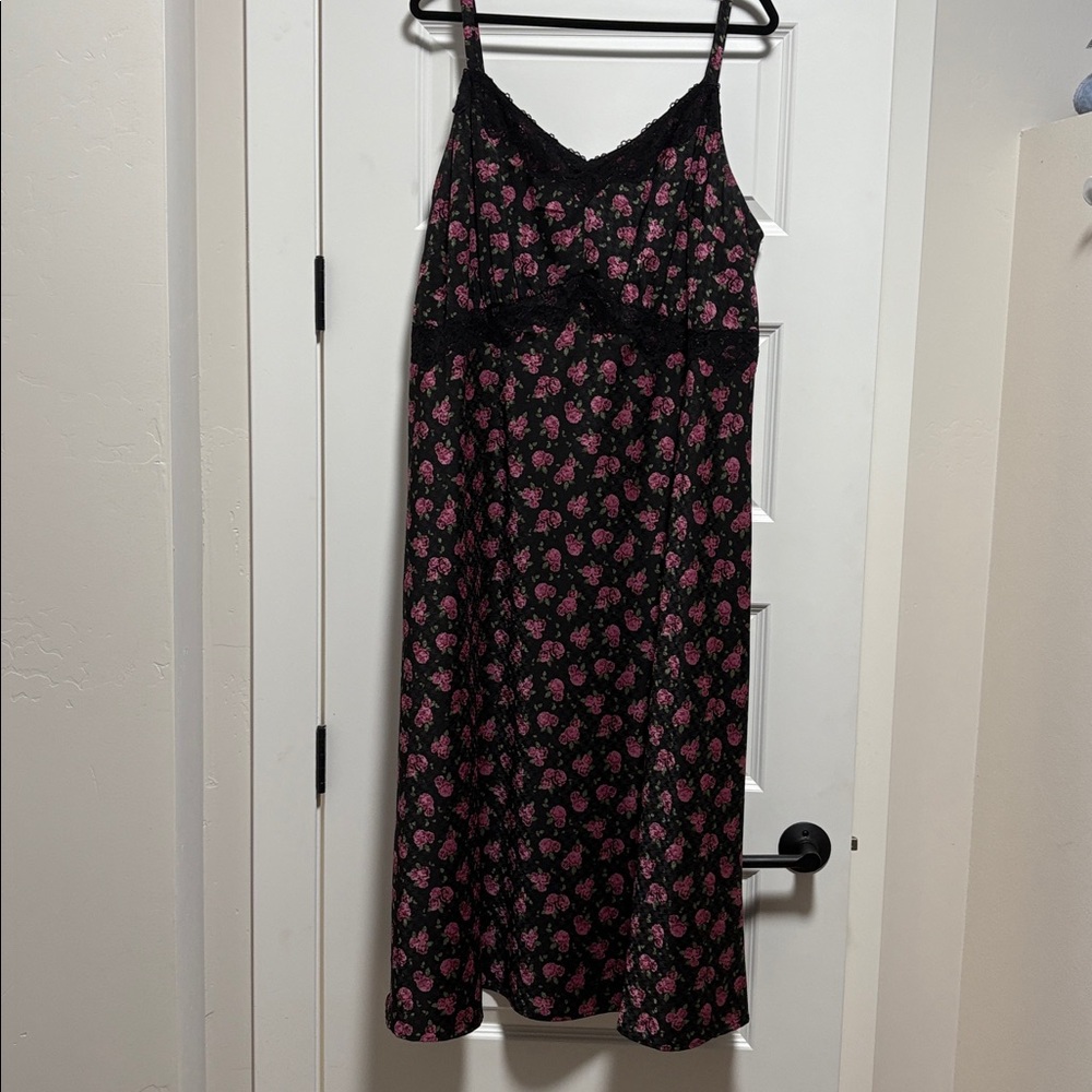 Torrid Floral Black and Pink Lace maxi dress